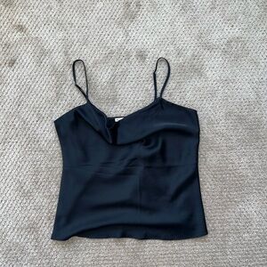 Abercrombie Cowlneck Satin Camisole deep navy
